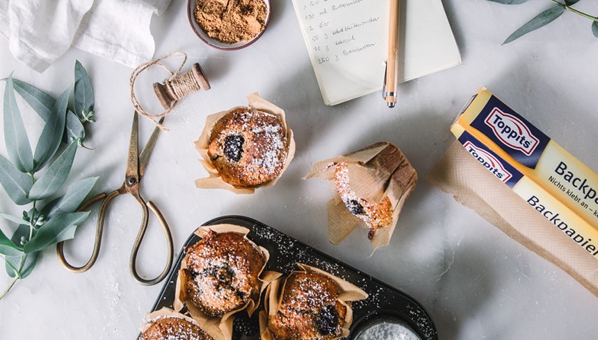 Muffins de Noël au chocolat et aux myrtilles