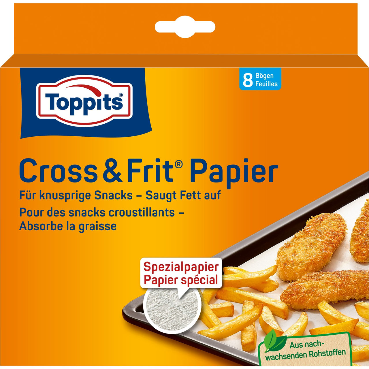 Face avant de l'emballage Papier Toppits Cross & Frit